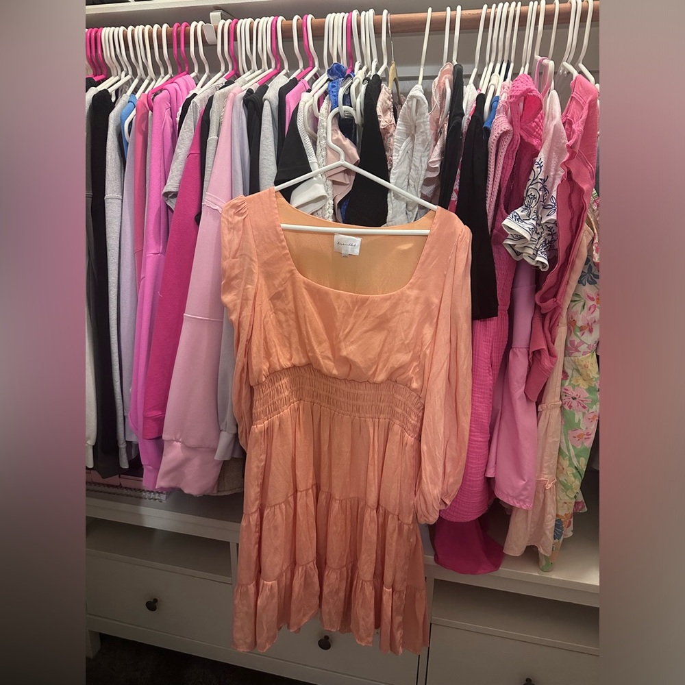 Peach Line and Dot Dress